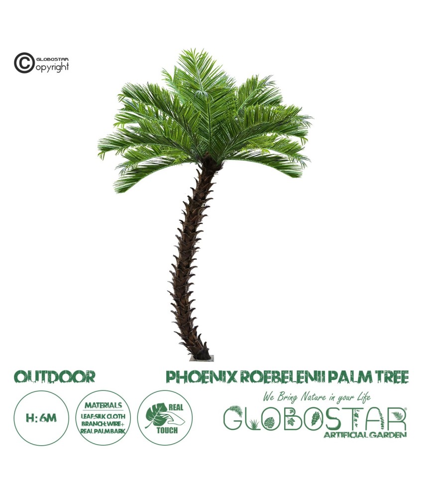 GloboStar® Artificial Garden PHOENIX ROEBELENII PALM TREE 20597 Τεχνητό Διακοσμητικό Φυτό Φοινικόδεντρο Ρομπελίνι Εξωτερικού Χώρου IP68 UV Certified Protection Υ600cm